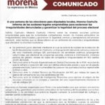 Morena presenta juicio electoral para anular resultados legislativos en Coahuila 