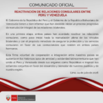 Perú y Venezuela anuncian el restablecimiento de sus relaciones consulares